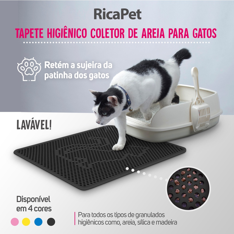 Tapete Higiênico P/gatos Anti Sujeira Coletor De Areia